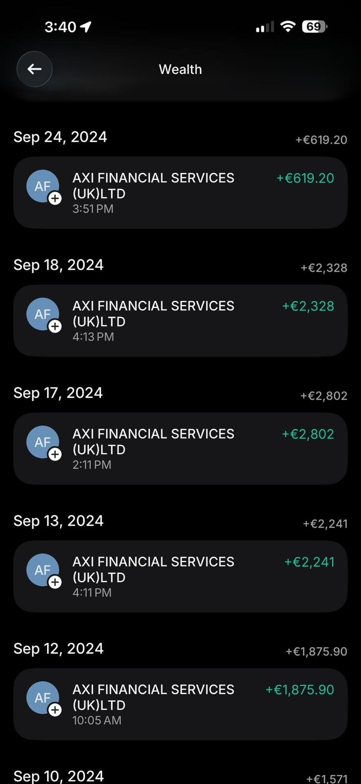 Risultato cliente AXI pagamenti settembre