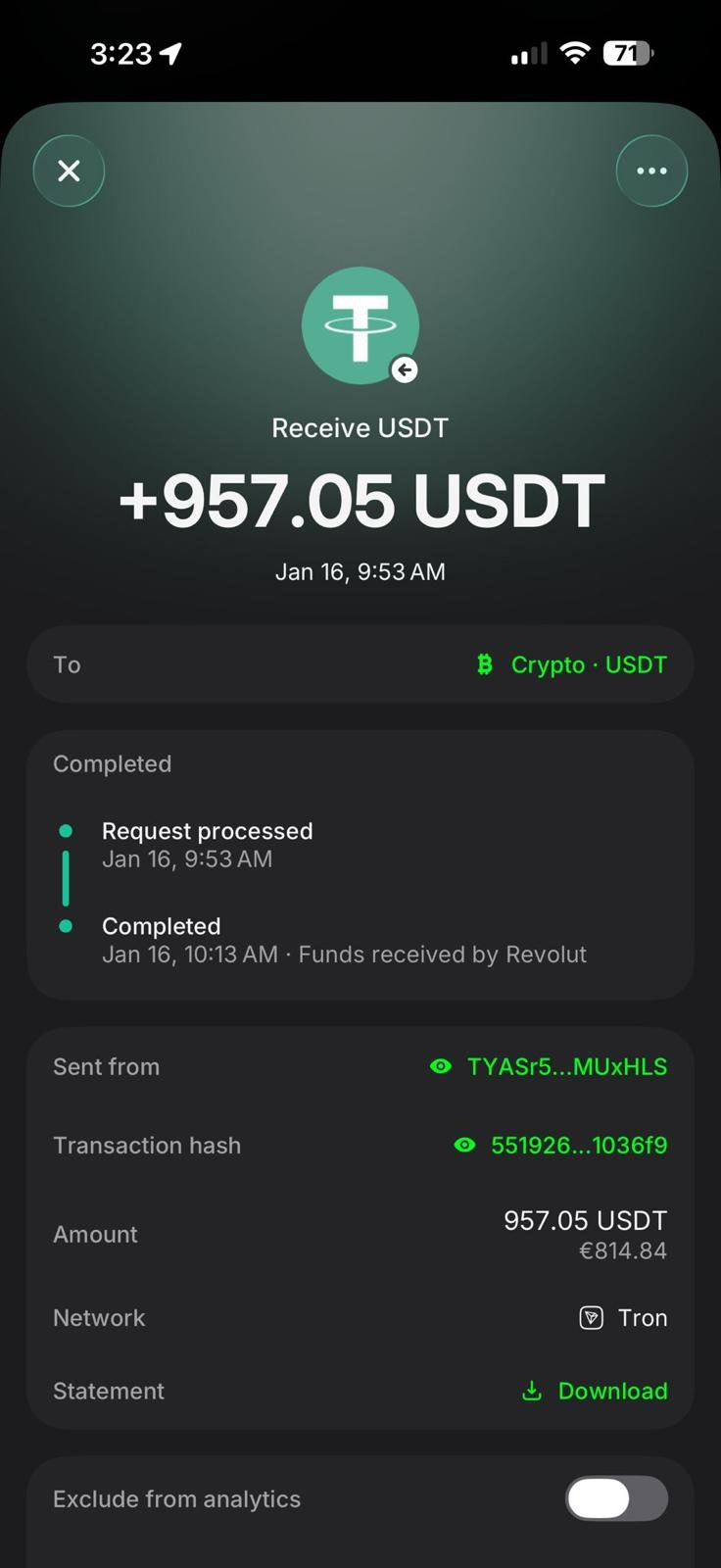 Risultato cliente +957 USDT #2